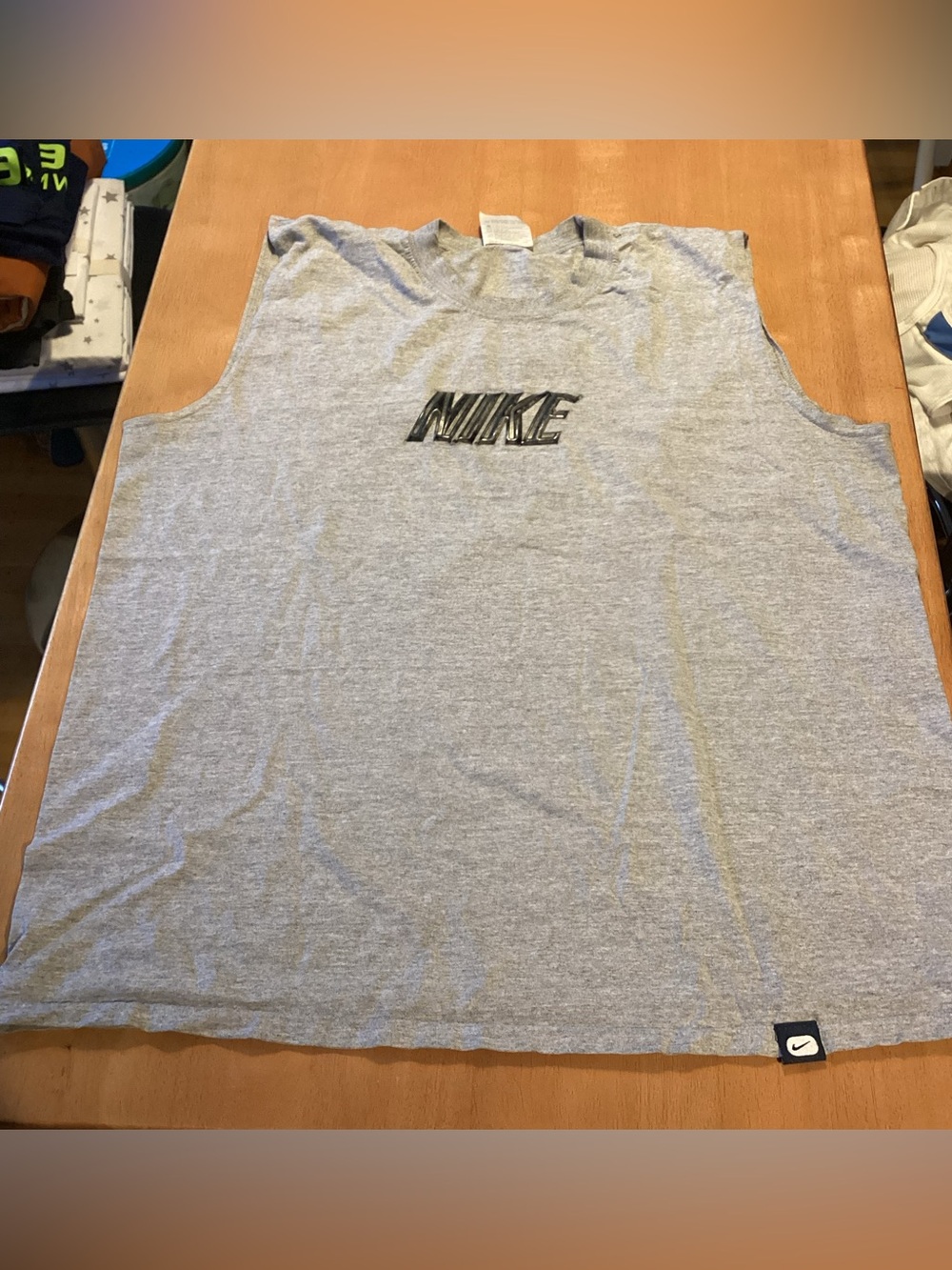 Nike Light Gray Muscle Tank with Black Embossed Logo